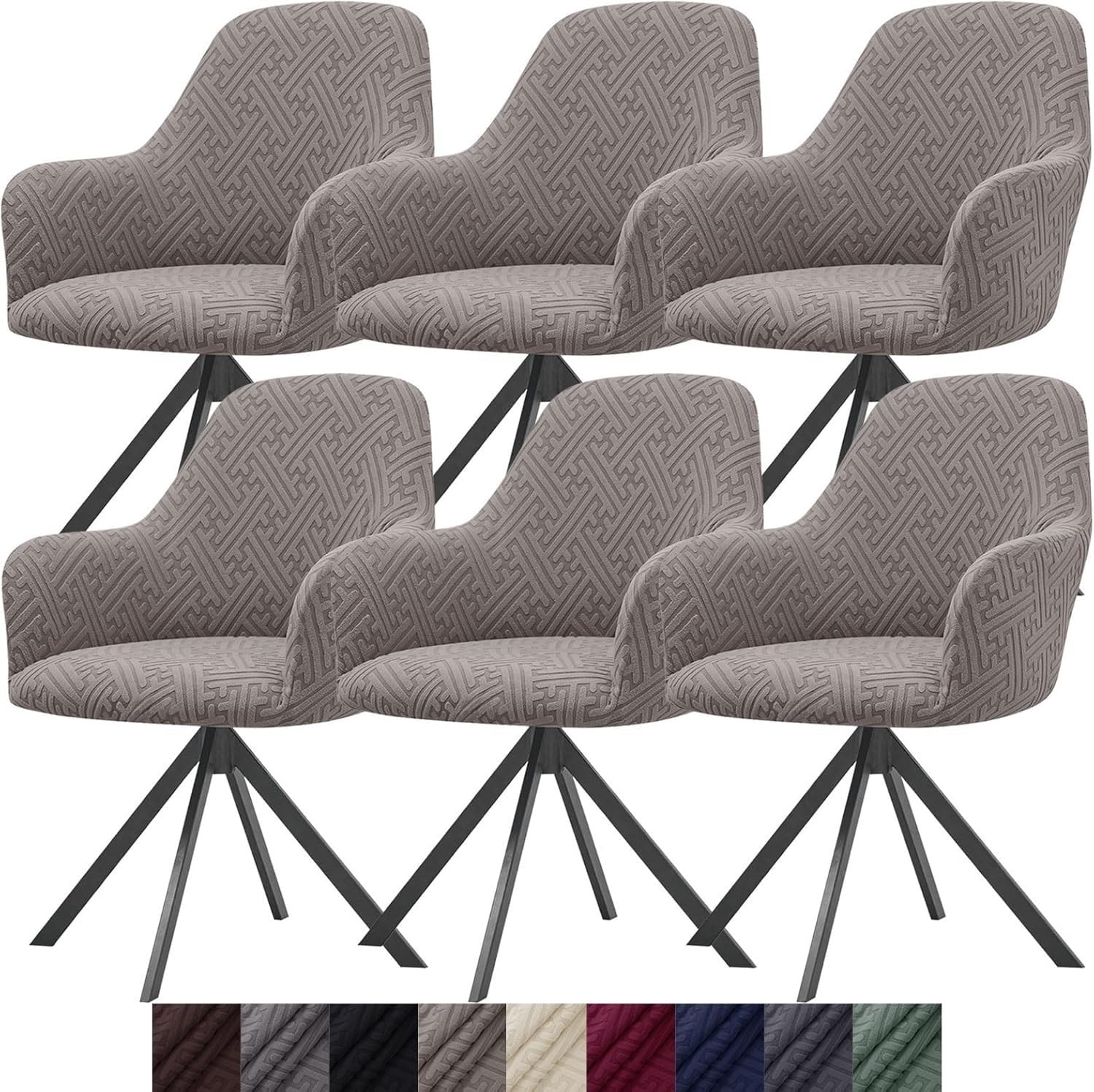 Housses de chaise lavables contre les taches de cuisine lot de 6 khaki