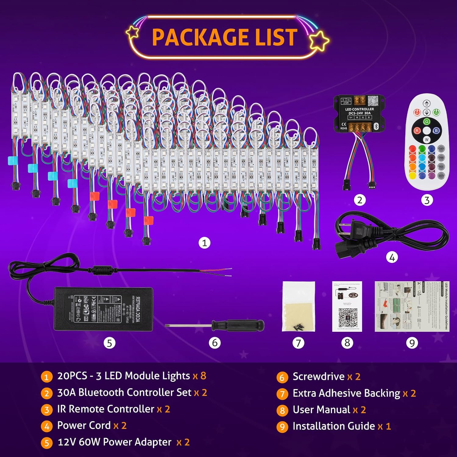 WICHEMI Storefront LED Lights for Business Bluetooth APP Control LED Modules for Signs 80ft 160PCS 3 Led 5050 SMD RGB LED Strip Lights Window Lights Super Bright Waterproof for Store Advertising Decor