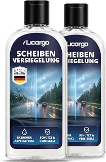 LICARGO® Scheibenversiegelung Auto - extremer Abperleffekt für klare Sicht - Glasversiegelung Auto für wasserabweisende Scheiben - Regenabweiser Autoscheiben mit Lotuseffekt (2x 250ml)