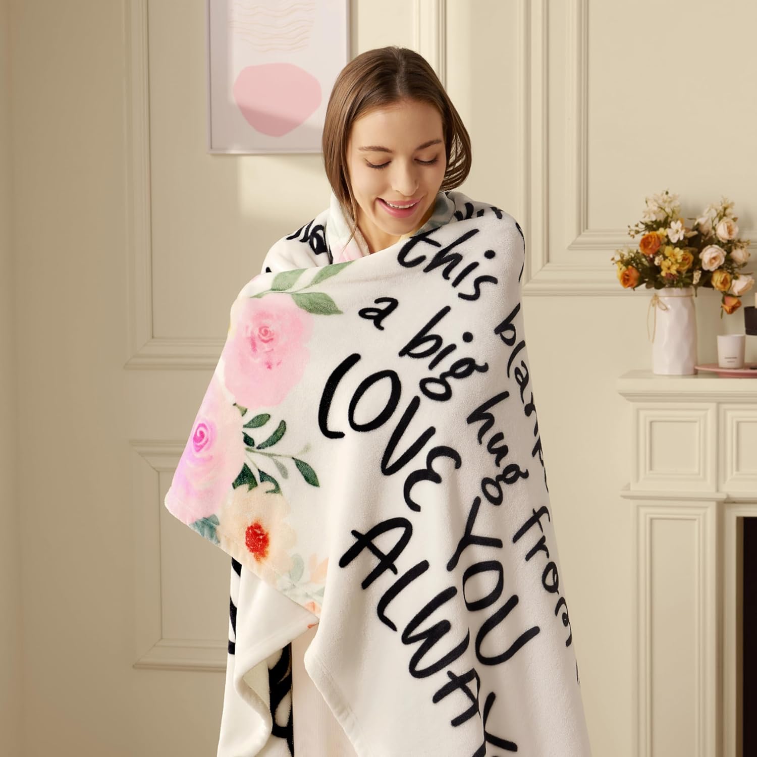 Joiedomi Gifts for Mom Blanket Birthday Gift from Daughter Son Soft Flannel Throw Blanket Presents for Mother's Day Valentines Day Christmas 50" x 60" Pink - Image 8
