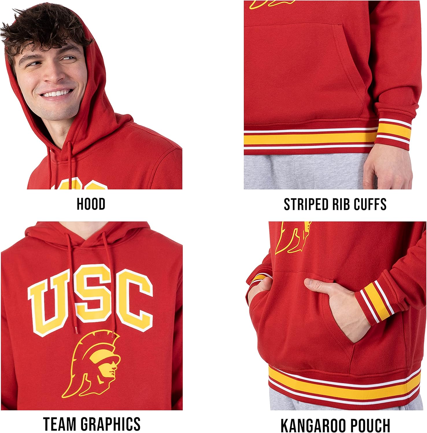 Ultra Game NCAA mens Ncaa Official Soft Fleece Pullover Hoodie Sweatshirt
