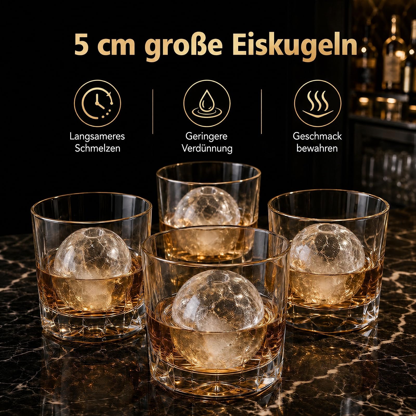 COSTWAY 5cm Eiswürfelmaschine für Eiskugeln, 150 Stück/Tag, 4 Kugeln/38-39