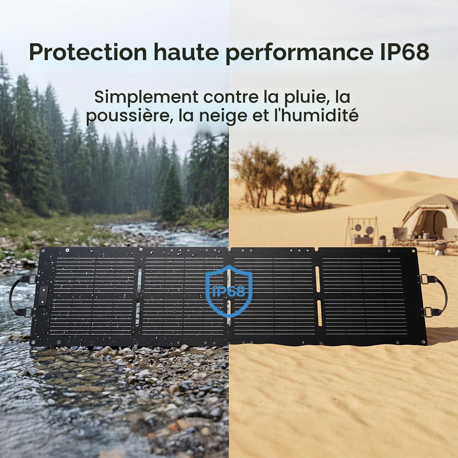 Dyness Panneau Solaire Pliable 100W, Cellules Monocristallines 23%, IP68, Sorties MC4/XT60/DC, Adapté Camping-Car et Camping (PV 100W)