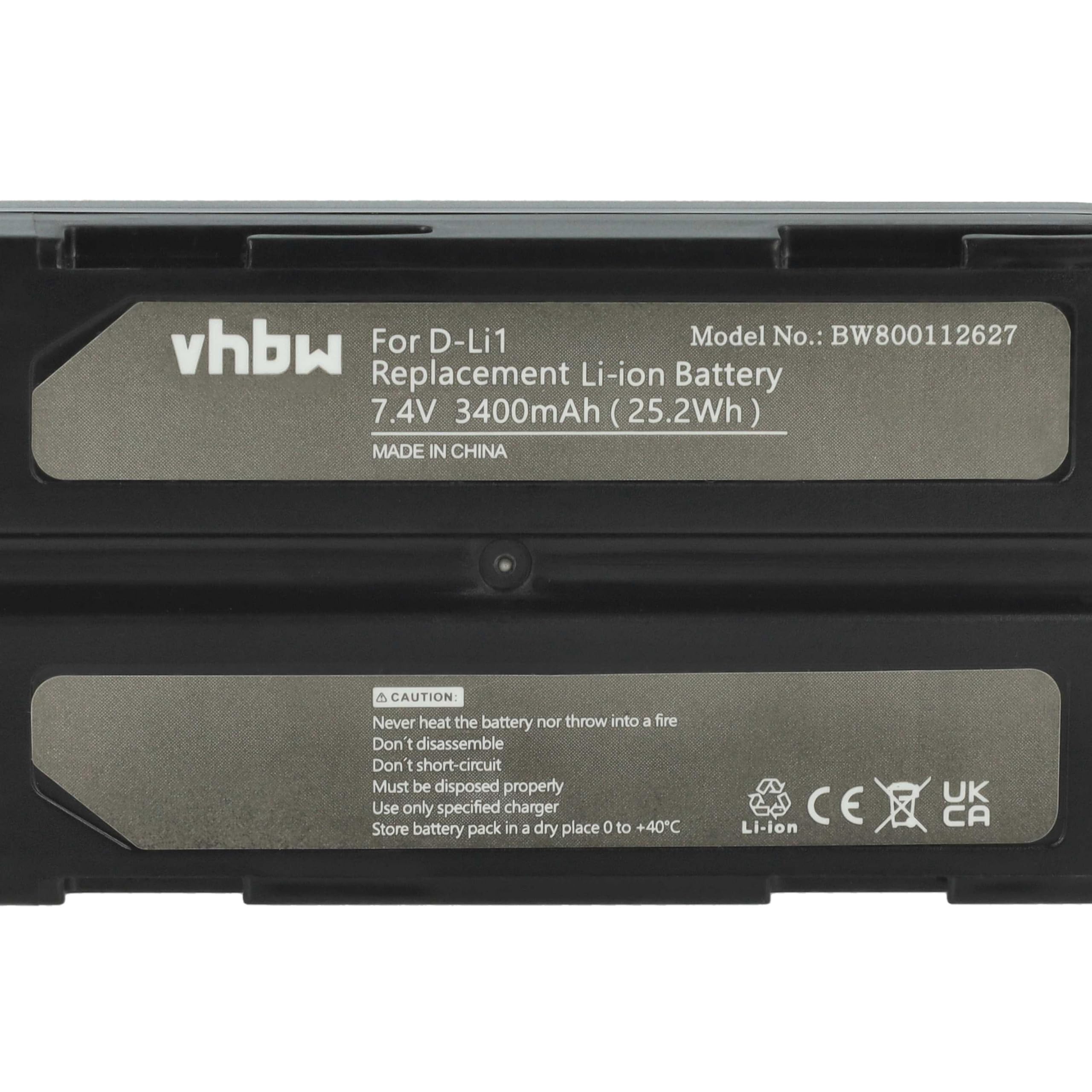 vhbw 2x batteria compatibile con Moli MCR-1821C/1-H, MCR1821C/1H, MCR-1821J, MCR1821J, MCR-1821I, MCR1821I fotocamera (3400mAh, 7,4V, Li-Ion)