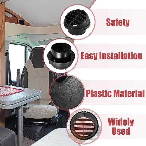 Miniatura 5 de X AUTOHAUX Salida de ventilación de aire caliente, calentador de conductos de plástico de 2.559 in, salida de ventilación de aire para automóvil,