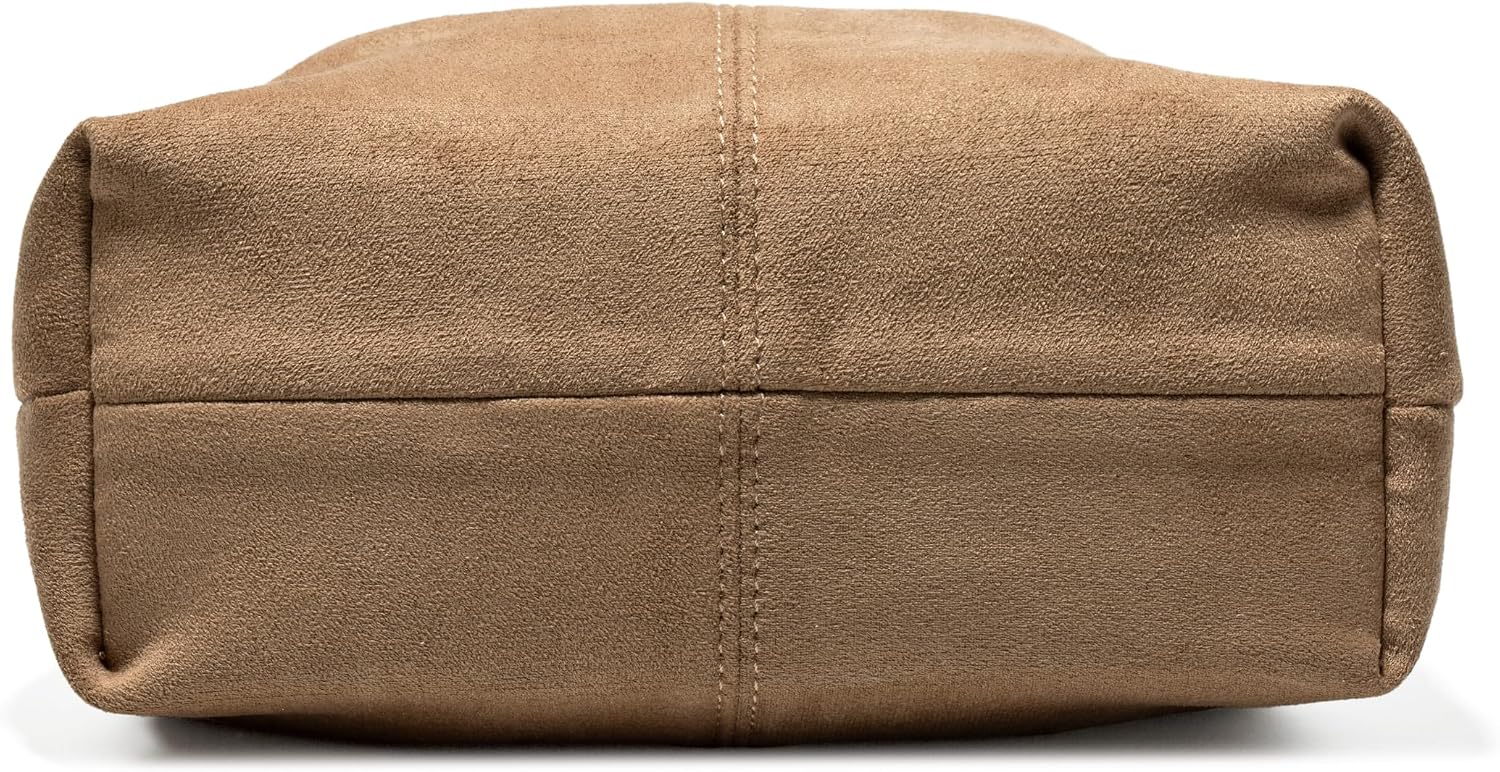 Suede Bucket Bags for Women Small Tote Shoulder Bag Handbags Chic Purses Satchel for Travel Work