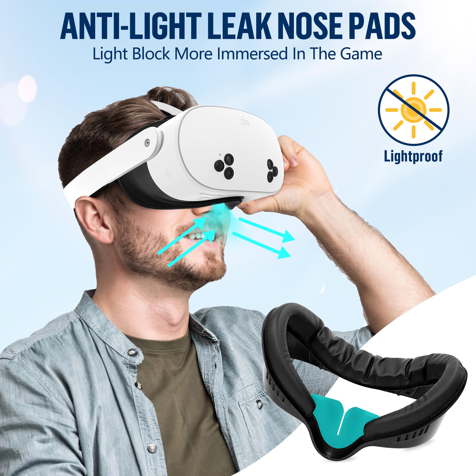 Cubrebocas e interfaz facial para accesorios Meta Quest 3S, espuma de piel sintética suave y algodón de seda de hielo, cojín de repuesto para Oculus Quest 3S, diseño a prueba de sudor y circulación de