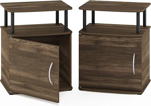 Miniatura 7 de Furinno JAYA - Mesita de noche con puerta, paquete de 2, tubos de PVC, nogal Columbianegro