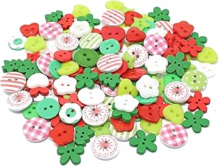 Special Touches 150pcs Xmas Mix Wooden, Acrylic & Resin Buttons - Festive Embellishments for Christmas Holiday Cardmaking