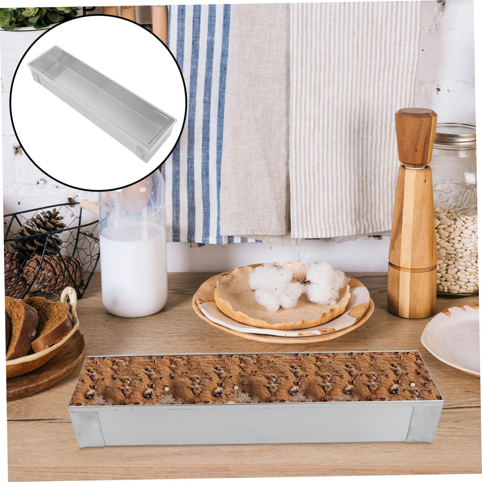 MAGICLULU Rechteckige Kuchenform aus Edelstahl mit Deckel und Eingravierten Maßangaben für Desserts und Lasagne für Hobbybäcker und Profis in Küche