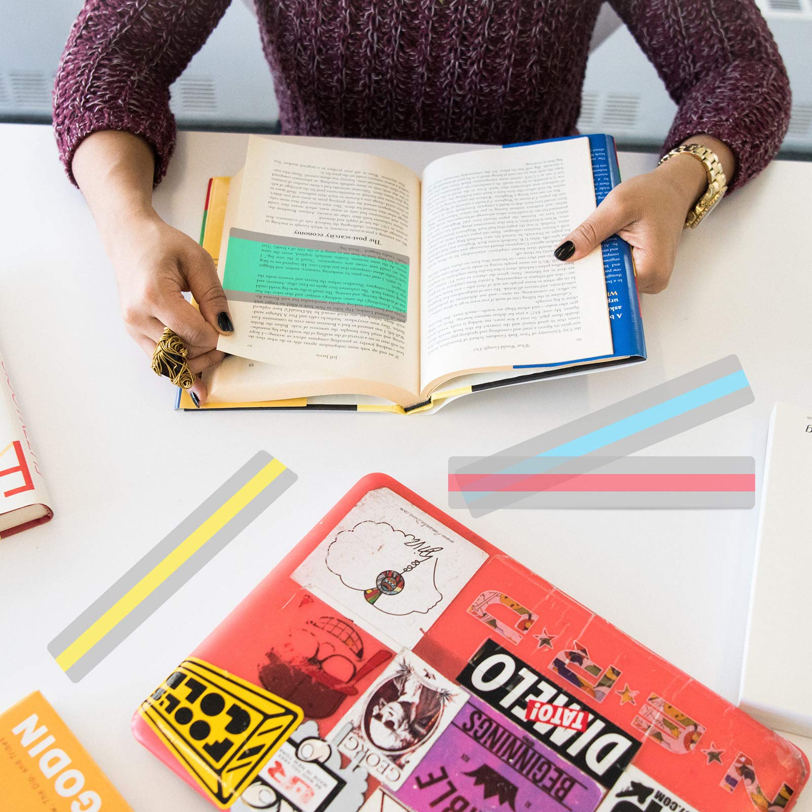 48 Pieces Guided Reading Strips with 3 Styles Highlight Bookmarks Colored Overlay Reading Tracking Rulers for Children Students Teachers Help with Dyslexia - Image 6