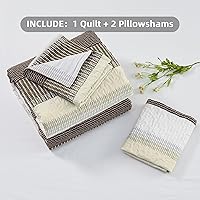 Vista 15 de Andency - Juego de ropa de cama Queen, edredón de patchwork azul mineral, 3 piezas, colcha de verano a rayas ultra suave y ligera, juego