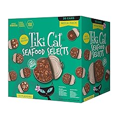 Tiki Cat Seafood Selects, Ultimate Variety Pack, 36 High Protein Servings with Real Flaked Fish, Wet Cat Food Mega Pack, 2.8 and 3 oz. Cans (Pack of 36)