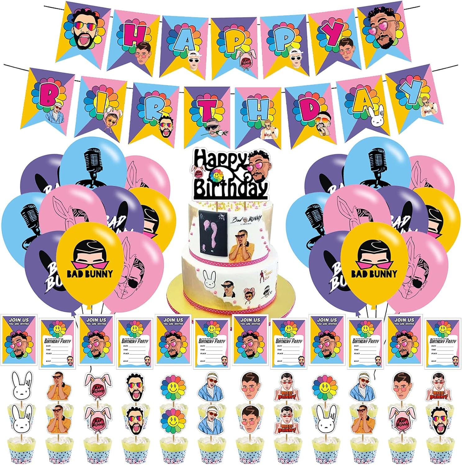 Bad Rabbit Party Bad Bunny Birthday Party Supplies,Bad Bunny Party Decorations,Bad Bunny ...