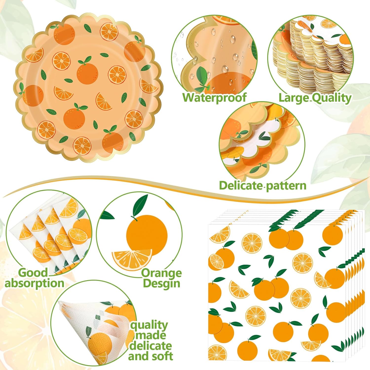 Funnymoom 400 Pcs Orange Party Supplies for 50 Guest Cutie Is on The Way Disposable Plates Napkin Cup Spoon Fork Knives for Tangerine Summer Outdoor Picnic Birthday Baby Shower Party Supplies