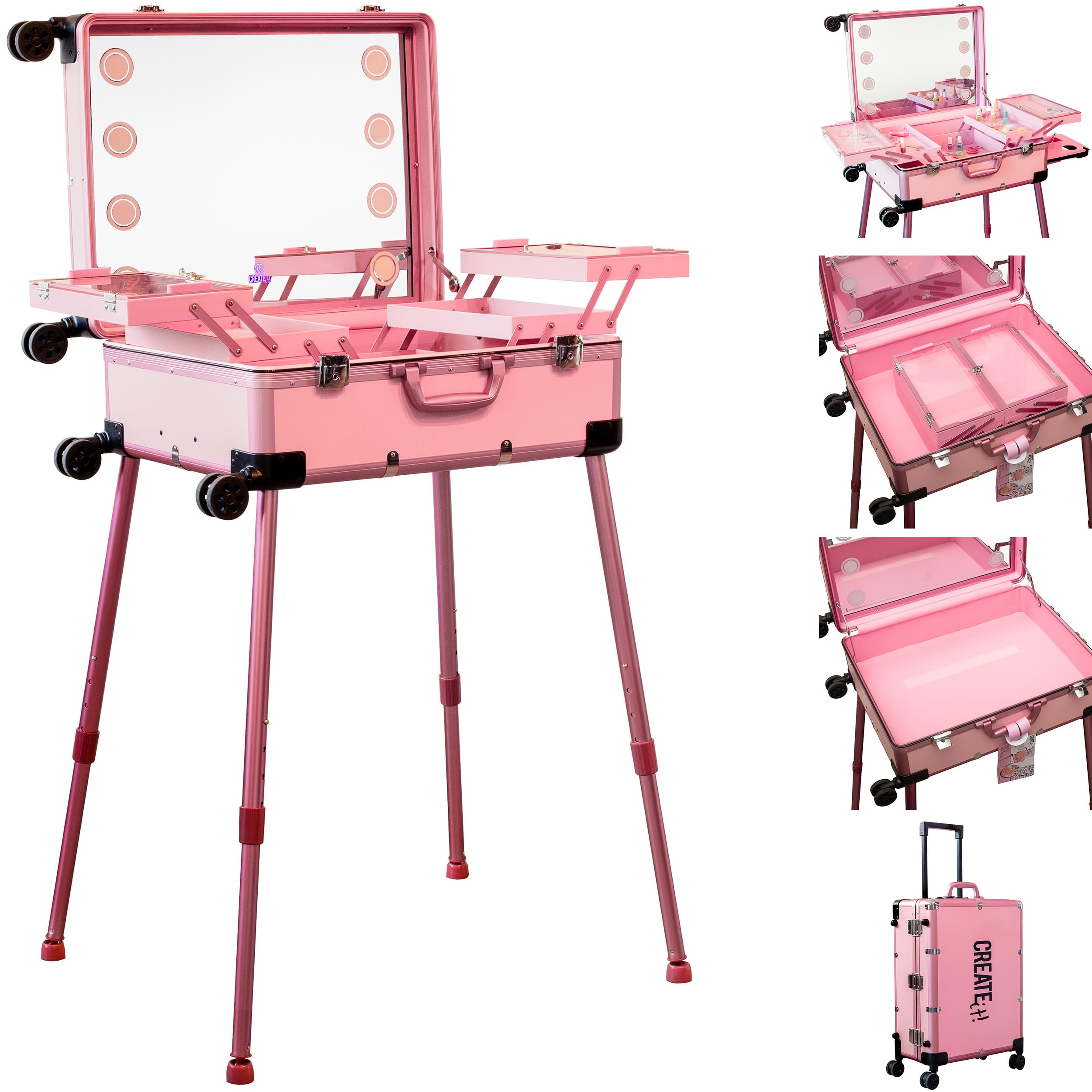 Create It! – 84536 - Makeup Artist Trolley, Rosa, Nowoczesny
