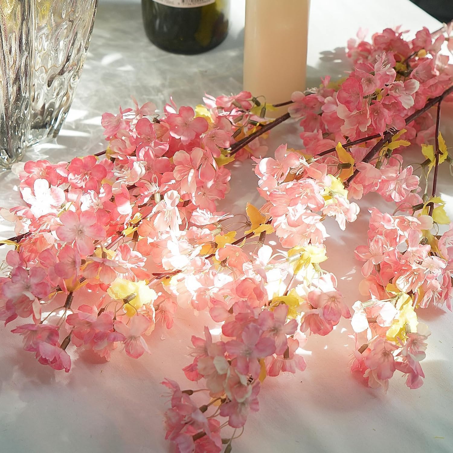 6PCS Flores de Cerezo 82cm Ramas de Cerezo Artificiales Rosa Flores de Plástico para Maceta Sakura Flores Artificiales Ramos de Flores Artificiales para Jarrón Oficina Boda Balcón