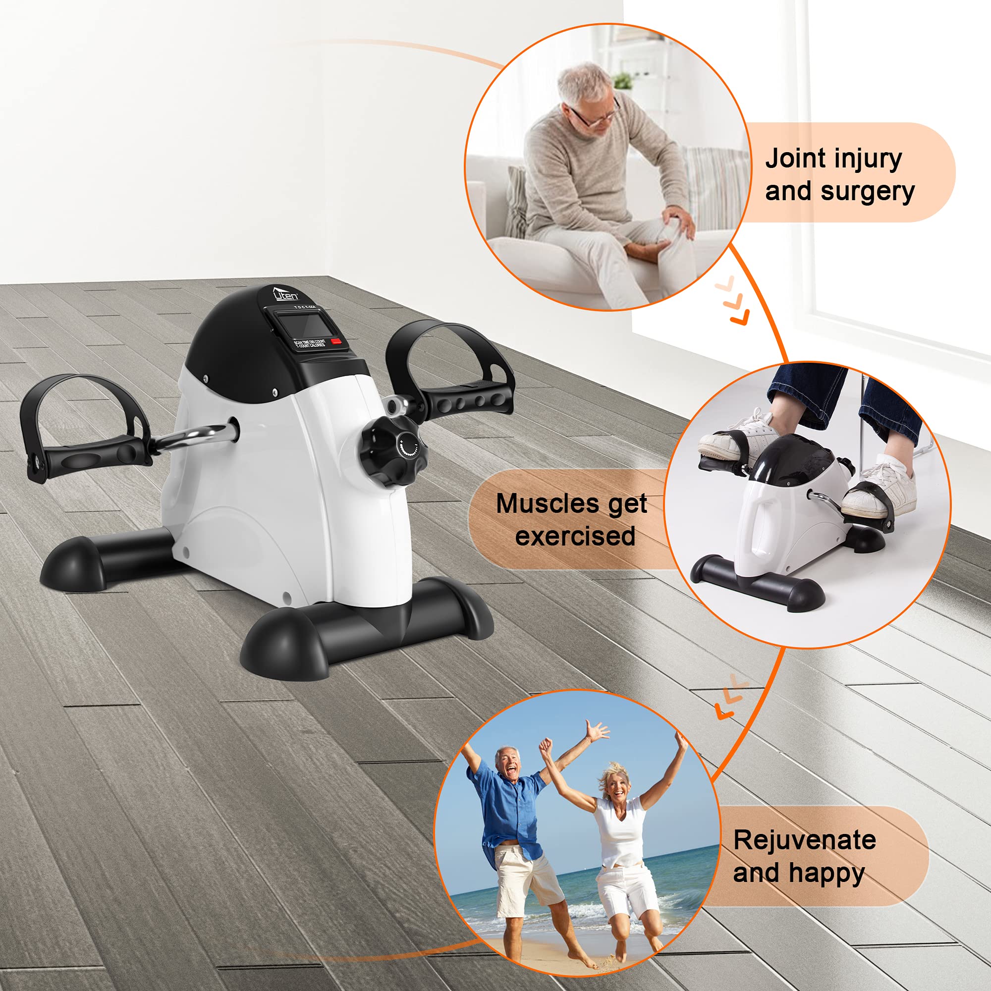 Uten Mini rower do treningu nóg, rower domowy z wyświetlaczem dla seniorów, prezent