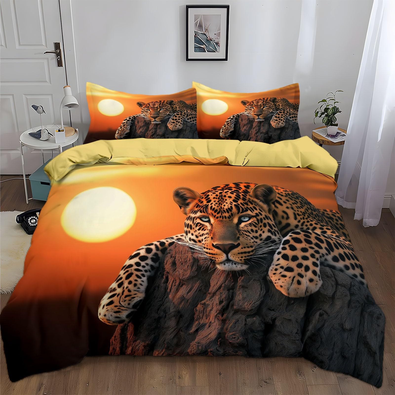 Housse de couette 220x240 guépard orange pour illuminer l'ambiance de votre chambre à coucher