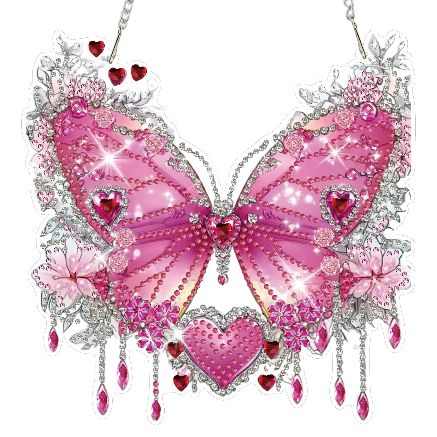 HEIBAGO Diamond Art Hanging Kits for Adults Kids, Hanging Diamond Art Butterfly, 5D Special Shaped Crystal Diamond Painting Kit Flower, DIY Pattern