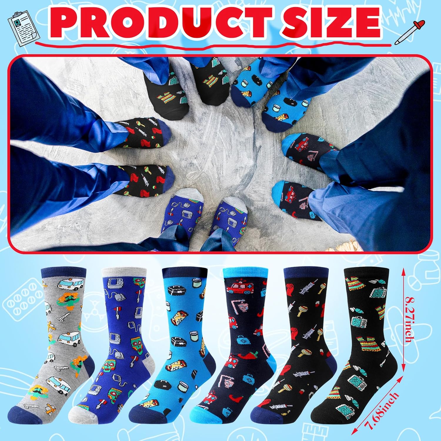 Ramede 6 Pair EMS Week Gift EMT Sock for Men Women Nacho Average Emt Driver Sock Ambulance Paramedics Accessories Funny EMS Dispatcher Week Gift - Image 4