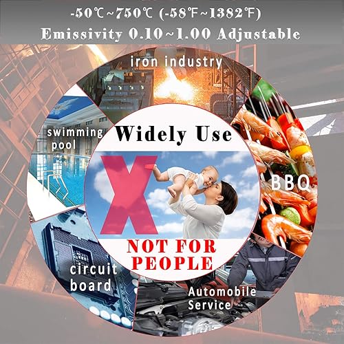 Miniatura 5 de Termómetro infrarrojo registrador de datos -58  1382  con memoria de 30 grupos, pistola pirómetro láser IR con alarma de alta y baja temperatura y