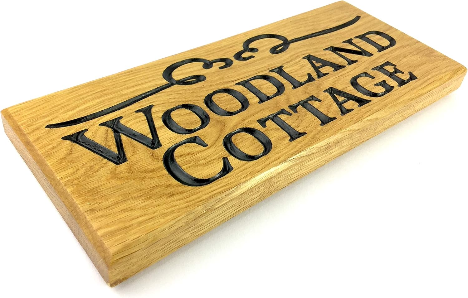 Personalised house sign with optional scroll image 265x110mm small hand