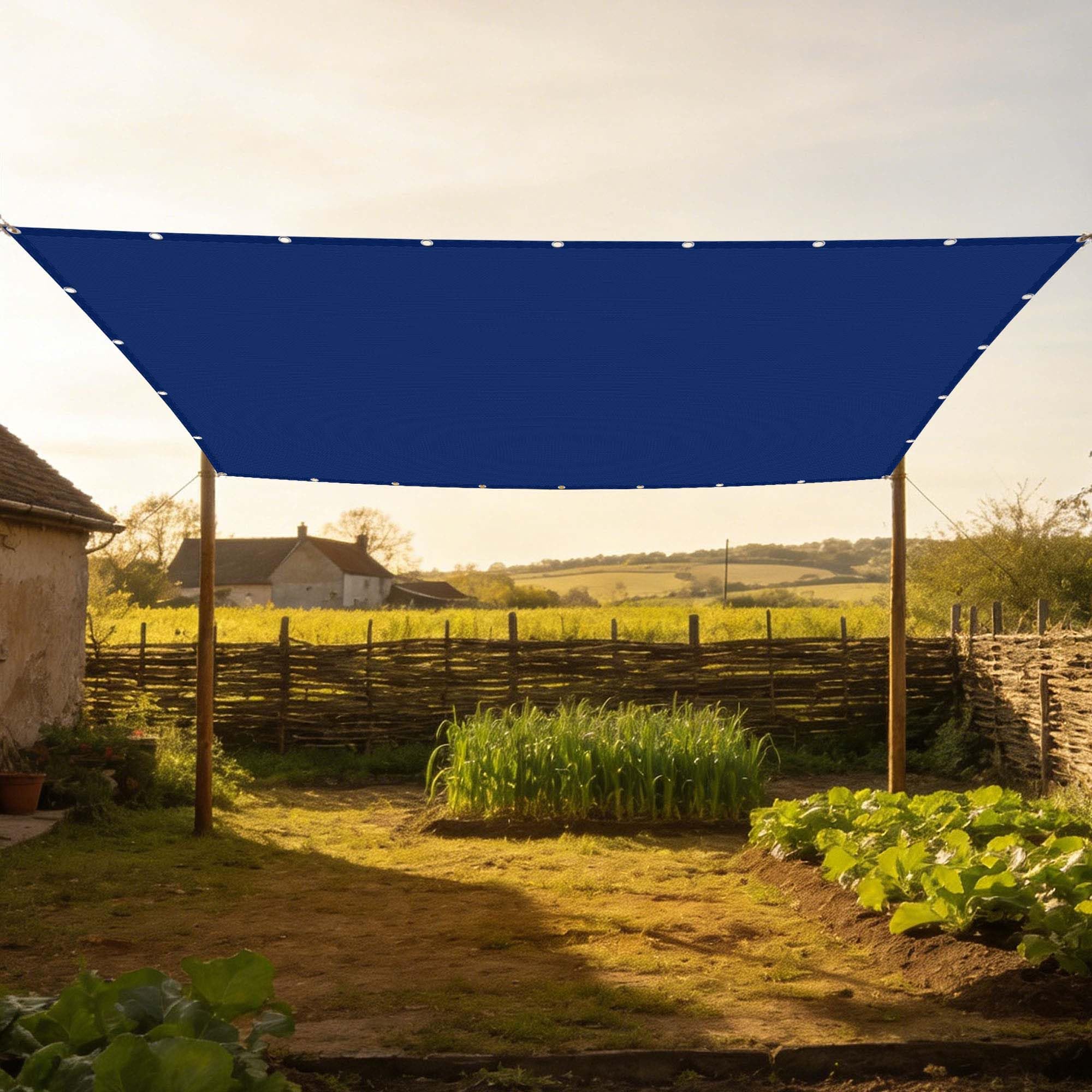 Toile d'ombrage 180x550 cm imperméable bleu foncé pour aménagement de jardin et extérieur