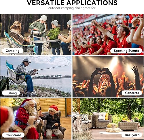 Miniatura 9 de Silla de campamento de gran tamaño para adultos  Silla plegable resistente con portavasos, bolsillo de almacenamiento y bolsa de transporte  Silla