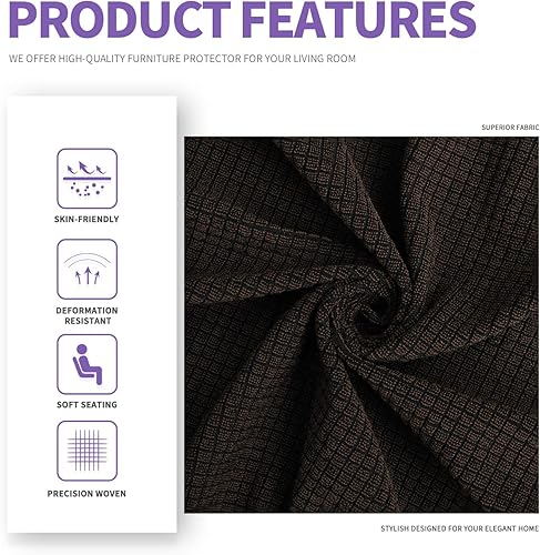Miniatura 4 de ZNSAYOTX Fundas para sofá biplaza, de elastano, de alta elasticidad, aptas para mascotas, 1 pieza, antideslizante, protección para muebles (café,