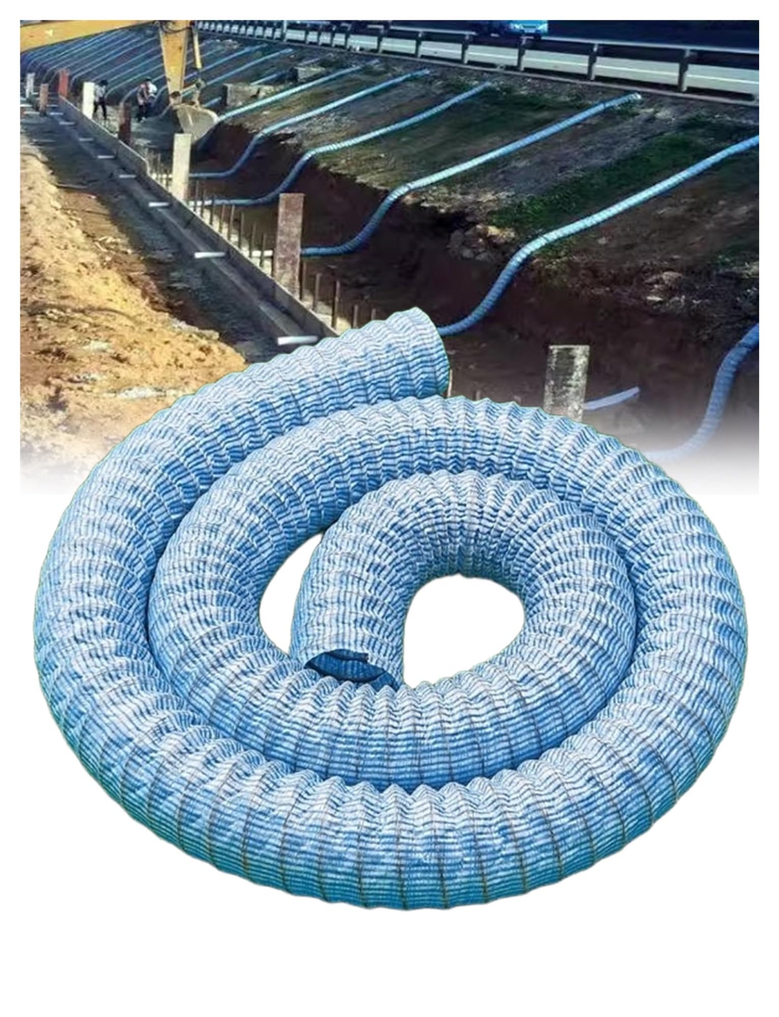 Corrugated Perforated French Drain Pipe, Blue Land Drainage Pipes Soft Infiltration Underground 2 Inch Multiple Lengths Landscape(39.4ft/1200cm)