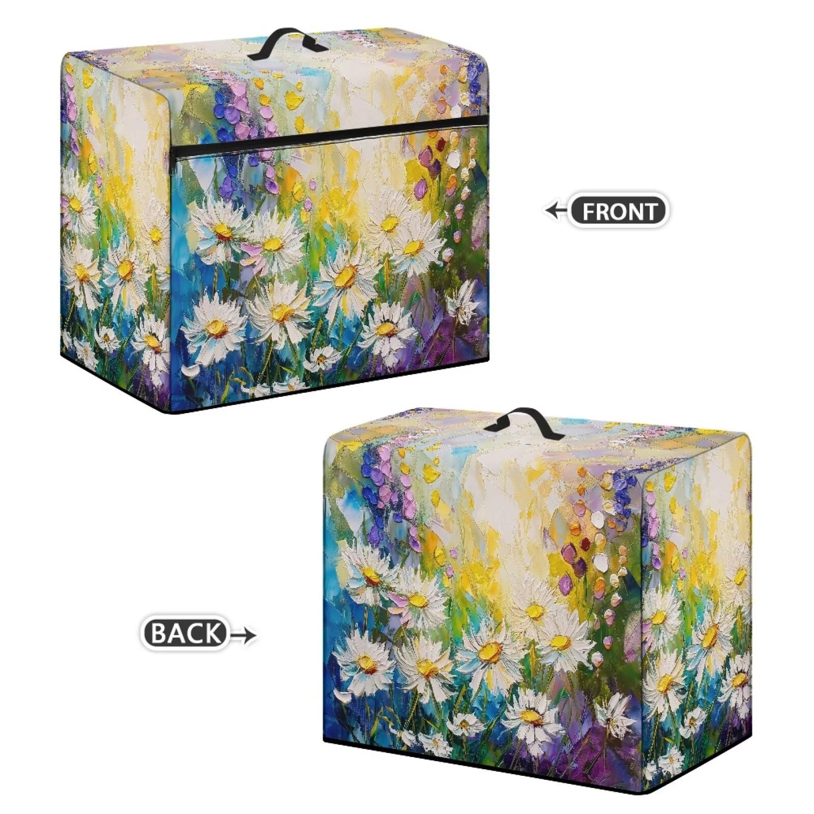 Noprintge Daisy Print Sewing Machine Protector Dust Cover with Storage Pocket and Handle, Large Capacity, Fits Most Standard Sewing Machines