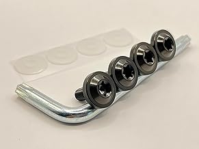 Car License Plate Bolt, Titanium License Plate Frame, Car License Plate Cover, Holder, Titanium Alloy, Anti-theft Screws, M6, Set of 4 (Black)