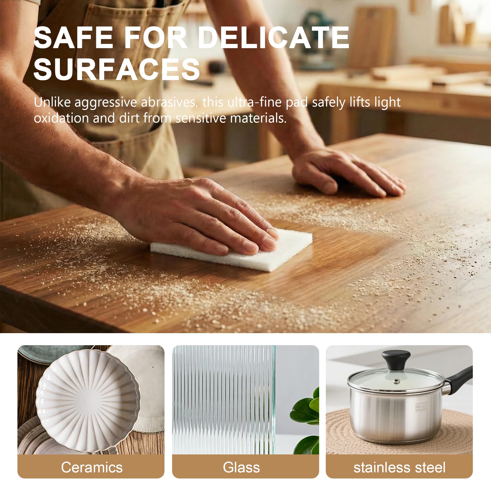 QZATTCAE Sanding Pads - 8 Pack, Scratch-Free Cleaning -5