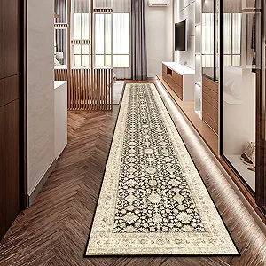 YOUFORTONG 2x12 Runner Rus for Hallways Soft Kitchen Rug Non Slip Rug Runner with Rubber Backing for Bathroom Washable Non Shedding Farmhouse Runner Rug (Black, 2X12)