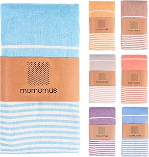 MOMOMUS Fouta XXL, Sandfrei, mit Fransen - Großes Strandtuch XXL, aus Baumwolle, Sandabweisend - Ideal für Picknicks am Strand