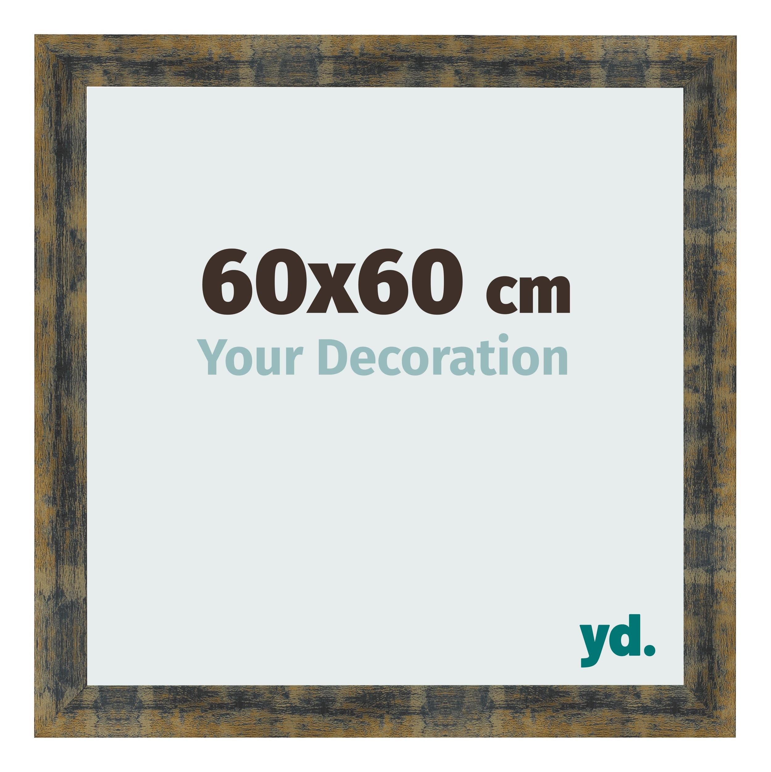 Your Decoration - Picture Frame 60x60 cm - Blue Gold Melange - Decorative Wall Frame in wood with Antireflection - Frame 60x60 - Pisa