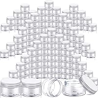 Vista 17 de SATINIOR 100 tarros de plástico con tapas, recipientes pequeños, tapas de boca ancha, pequeños recipientes de plástico para loción, crema, diamantes