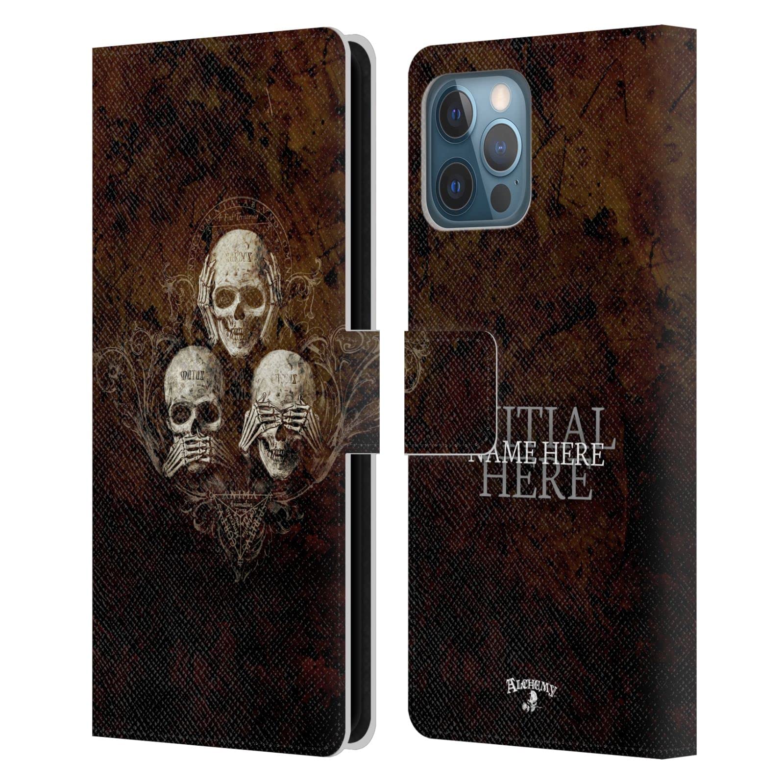 Coque en cuir Alchemy Gothic gravée avec initiale pour Apple iPhone 12 Pro Max - 7