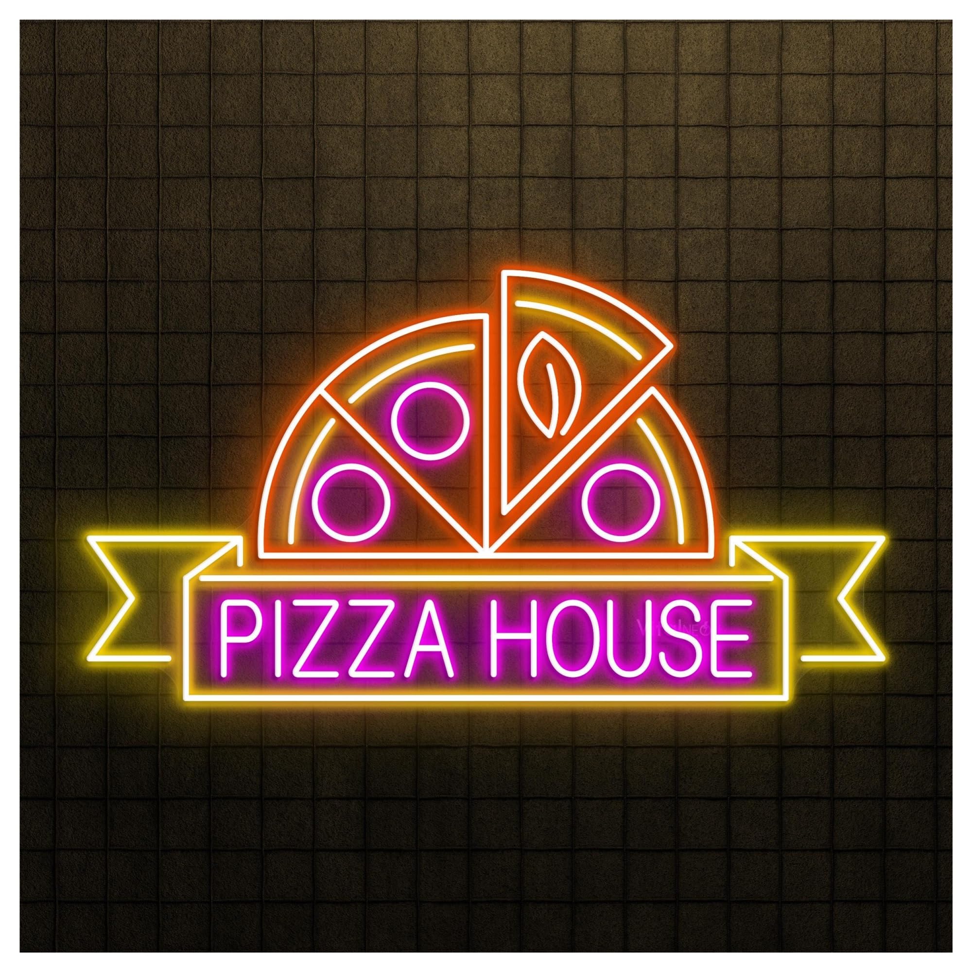 Hanging Art Neon Signs Pizza House Neon Sign, Suitable For Fast Food Shop Decor With Brightness Adjustable 58cm