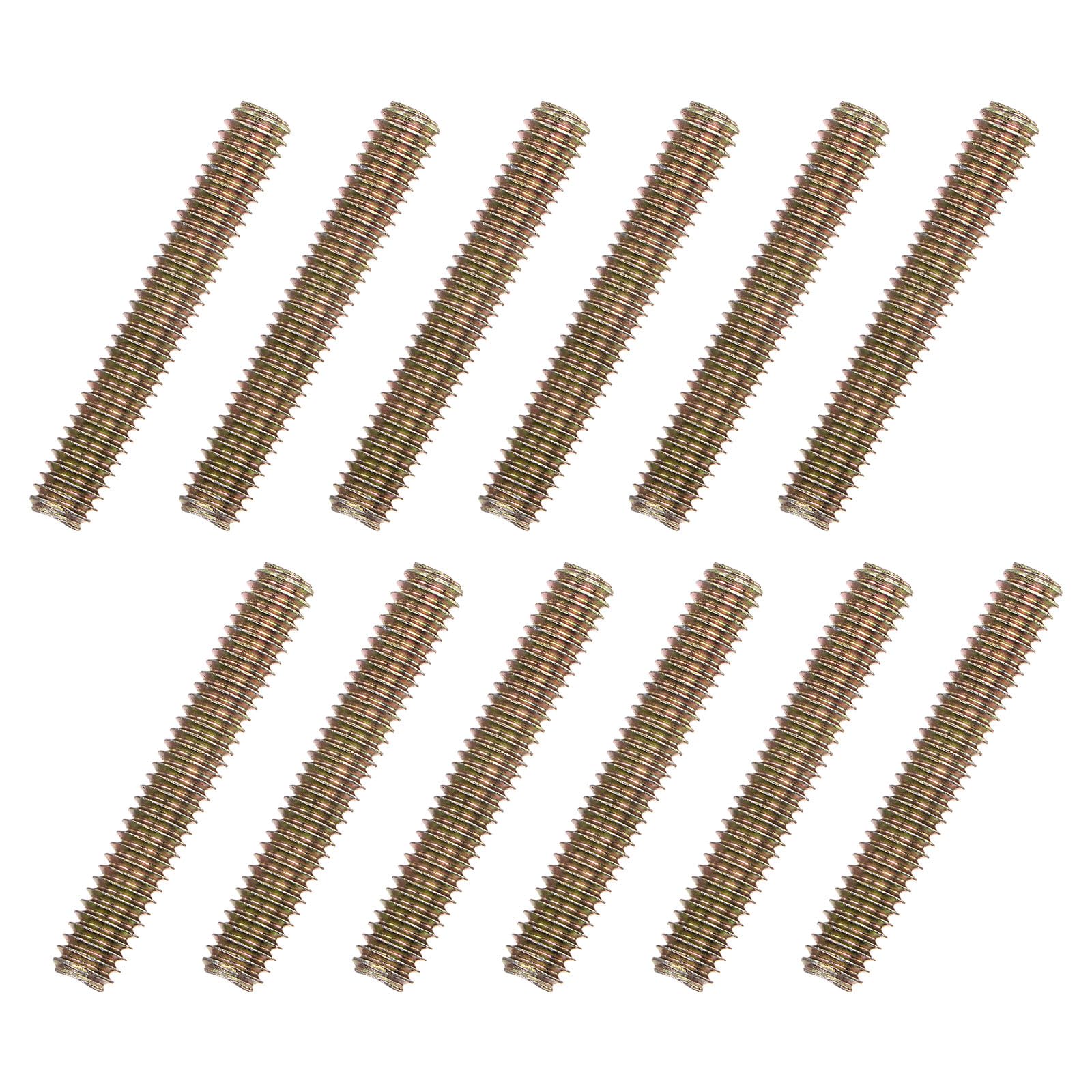 uxcell 12pcs Color Zinc Fully All Threaded Rod 5/16"-18, 2" Length, Carbon Steel Thread Screw for Furniture Mounting Assembly Fastening