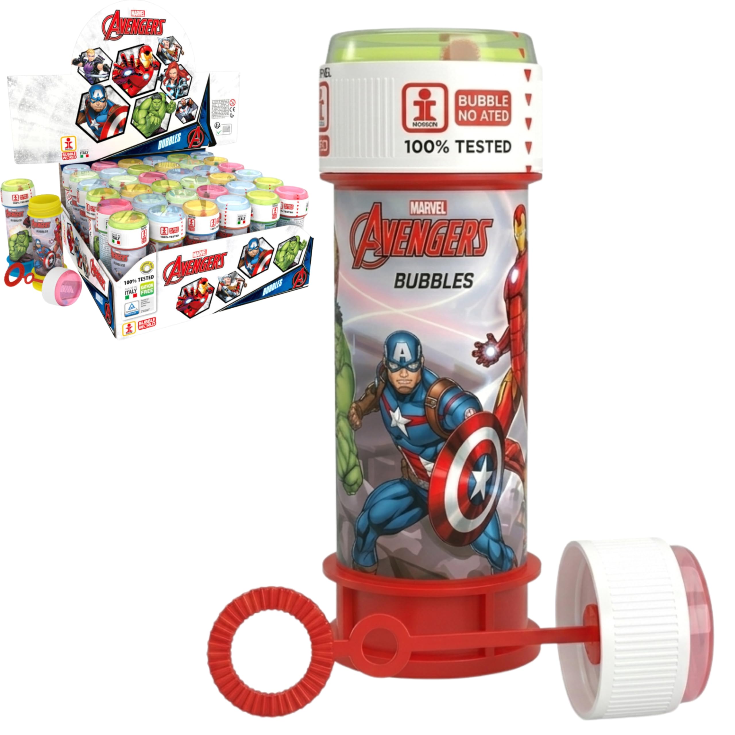 Marvel Avengers Bubble Tub with Wand 60ml – Kids Bubble Party Favour Toy with Puzzle Maze Lid – Birthday Party Bag Fillers for Children — image 1