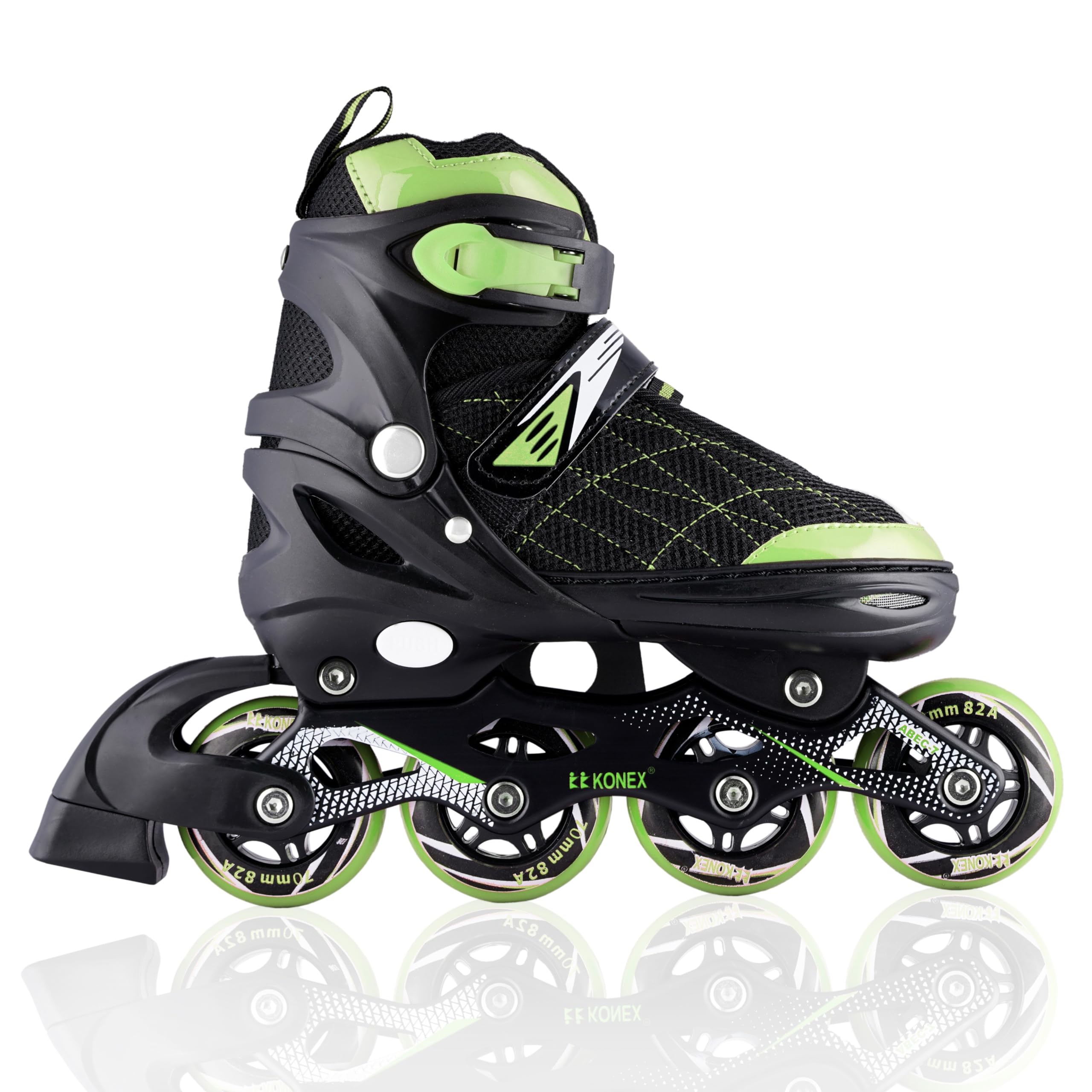 Konex 4 Wheel Inline Skates | Adjustable PU Wheel Roller Skating Shoes for Boys and Girls (Xtra Large, 39-42, Green) (B0CW6BQ7R5) Amazon Price History, Amazon Price Tracker