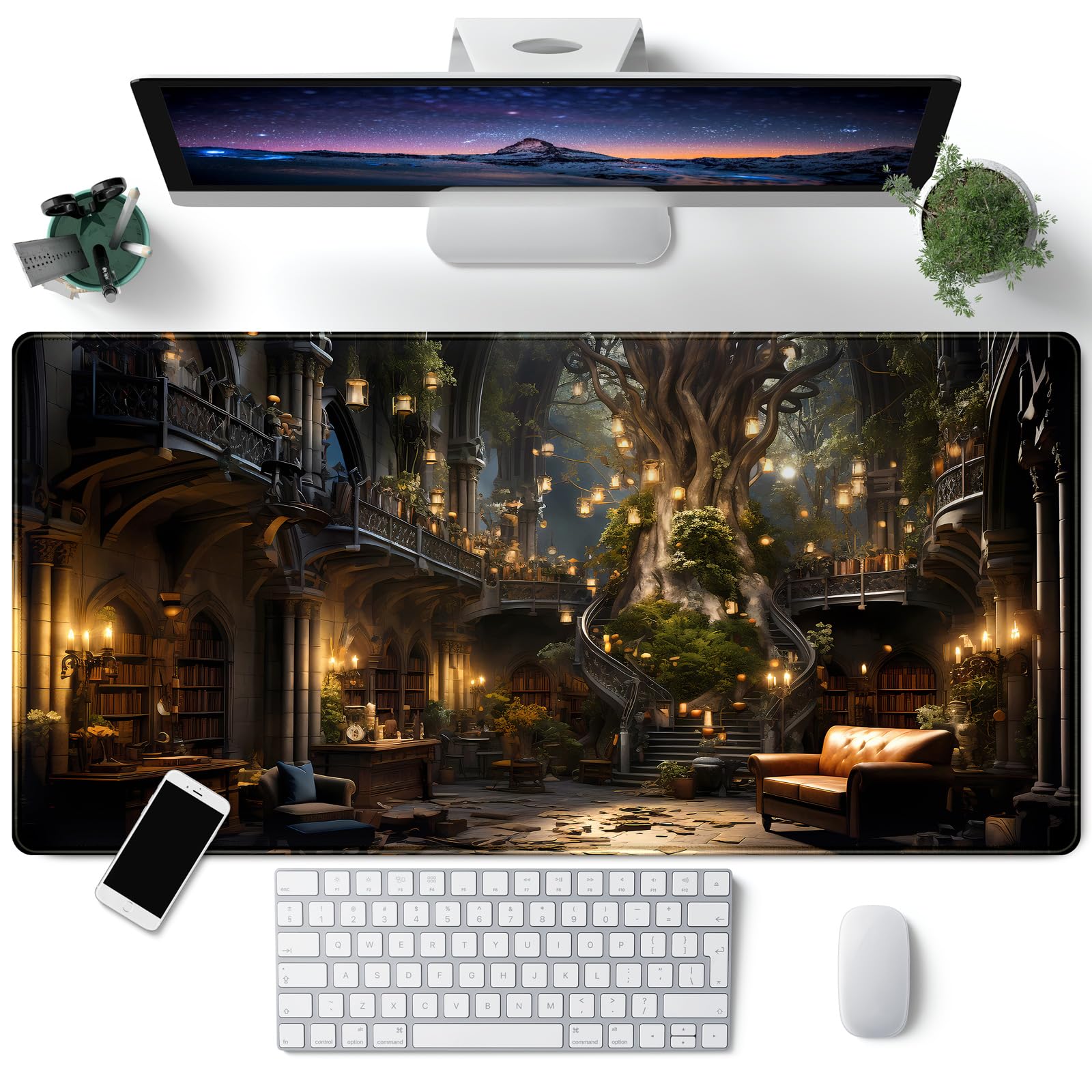 Vintage Aesthetic Desk Mat Adventure Extended Mouse Pad Large Gaming Mousepad XXL Dark Academia Desk Pad Laptop Computer Mouse Keyboard Mat 31.5 x