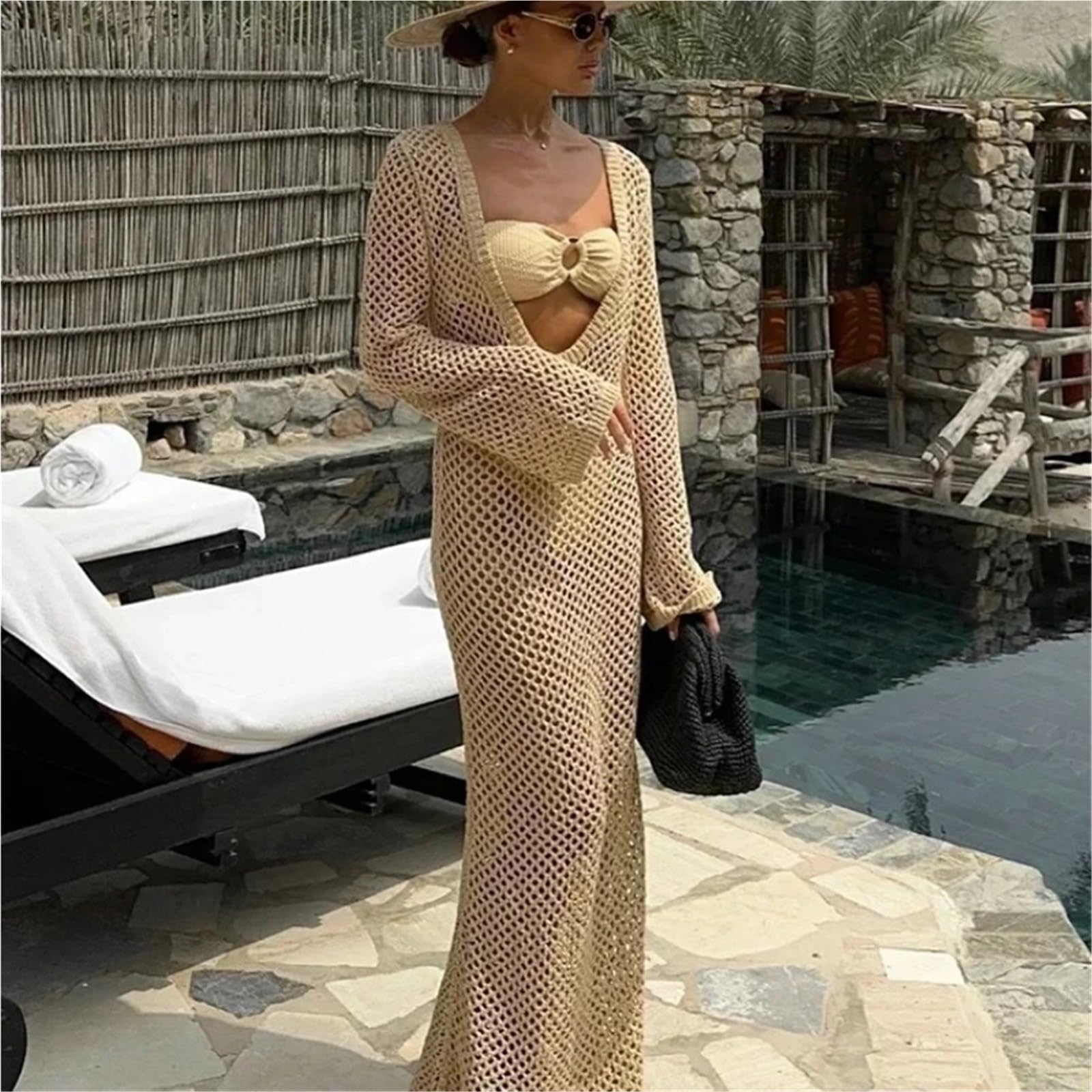 Copricostume da Bikini Copricostumi da Spiaggia, Abiti Lunghi in Maglia, Costumi Bagno Estivi Donna, all'Uncinetto per Vacanza