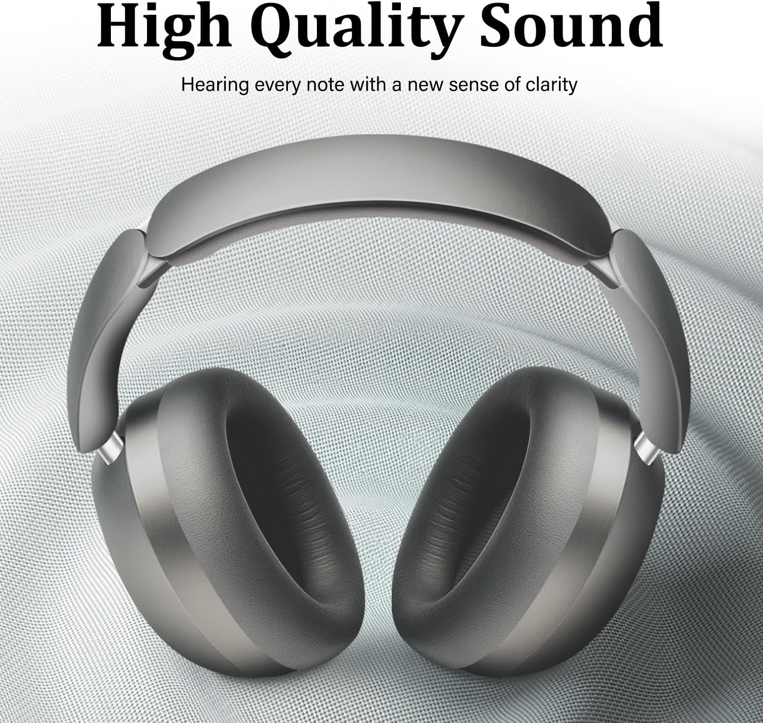 Wentronic Y04 Bluetooth Headphones Active Noise Cancelling Wireless Over Ear Headphones Foldable High Sound Quality Headphones with Soft Ear Cushion for Travel - Grey - Image 4