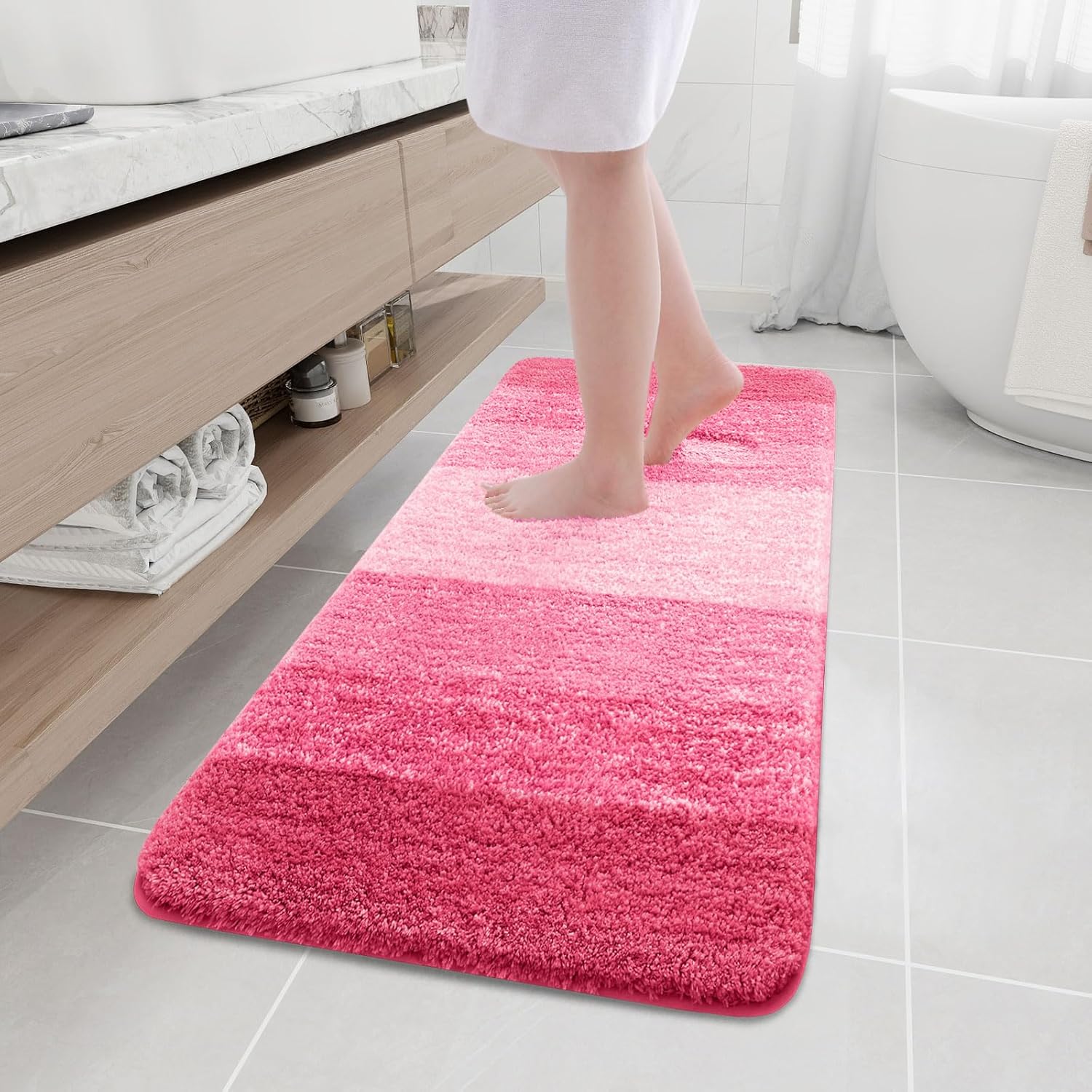 Arotive Microfiber Bathroom Rugs, Shaggy Soft and Absorbent