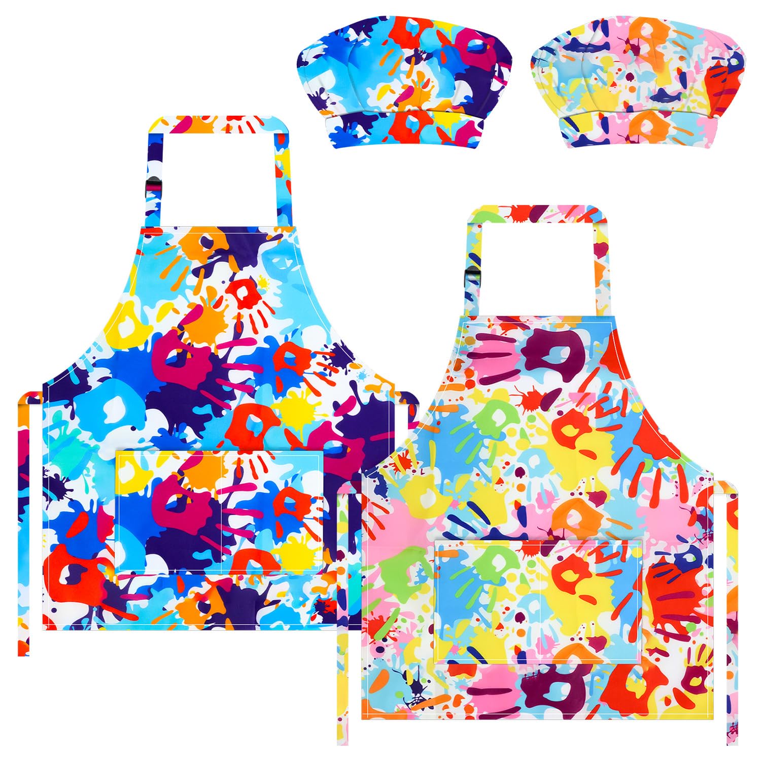 TOPWAYS Kids Aprons, Chef Hat Set Children Apron