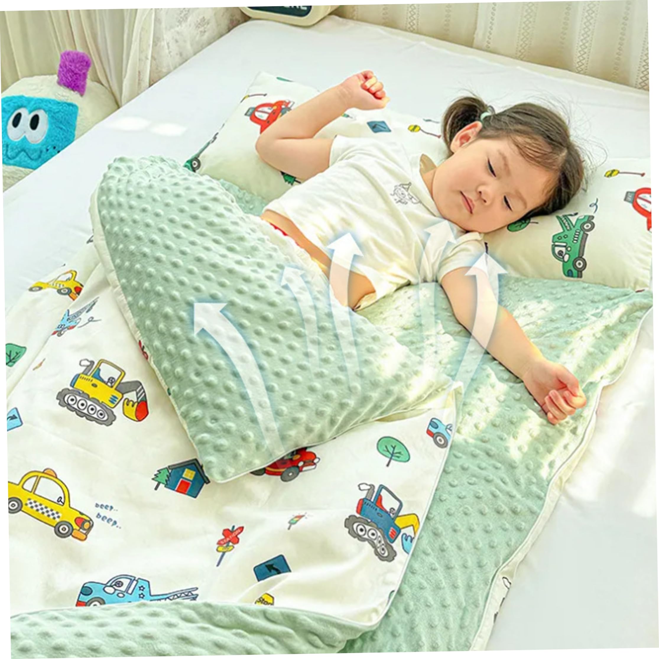 Schlafmatte für Kleinkinder mit Kissen und Decke, gerollte Schlafmatten, Schlafsäcke für Jungen und Mädchen, Kinderschlafsack für Kindertagesstätten, Vorschulreisen, Camping