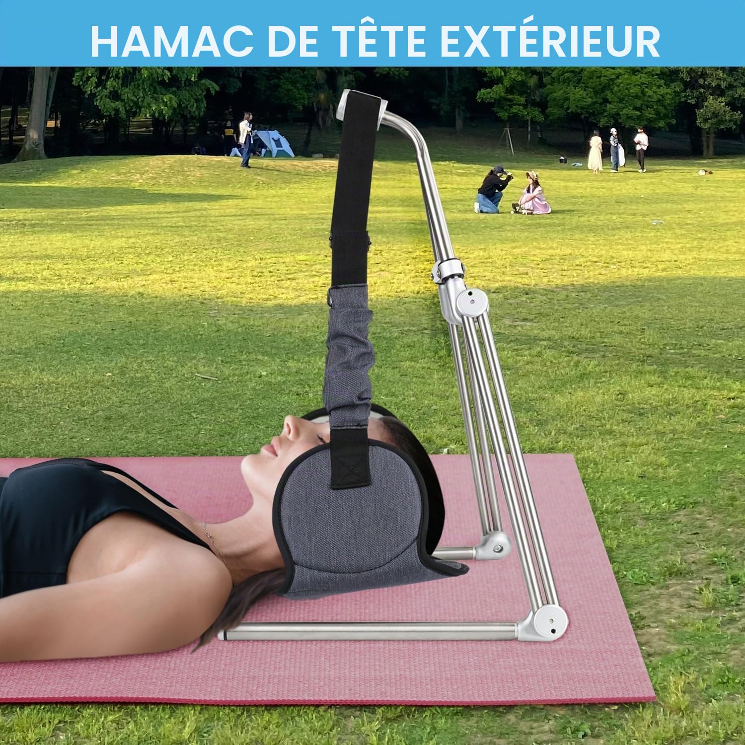Toogel Hamac de Tête avec Support Pliant pour Détendre Cou et Épaules, Traction Cervicale Portable pour Relaxation, Soulager Fatigue et Muscles avec Sac de Voayage